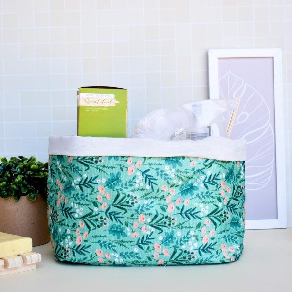 Producto - Cesto de tela Flores verdes