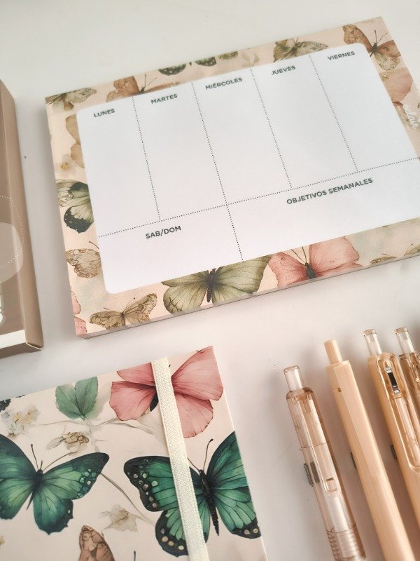 Producto - Combo cuaderno + organizador semanal + accesorios - Beige - 6