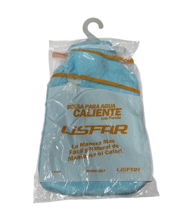 Producto - Bolsa agua caliente con funda de peluche color celeste