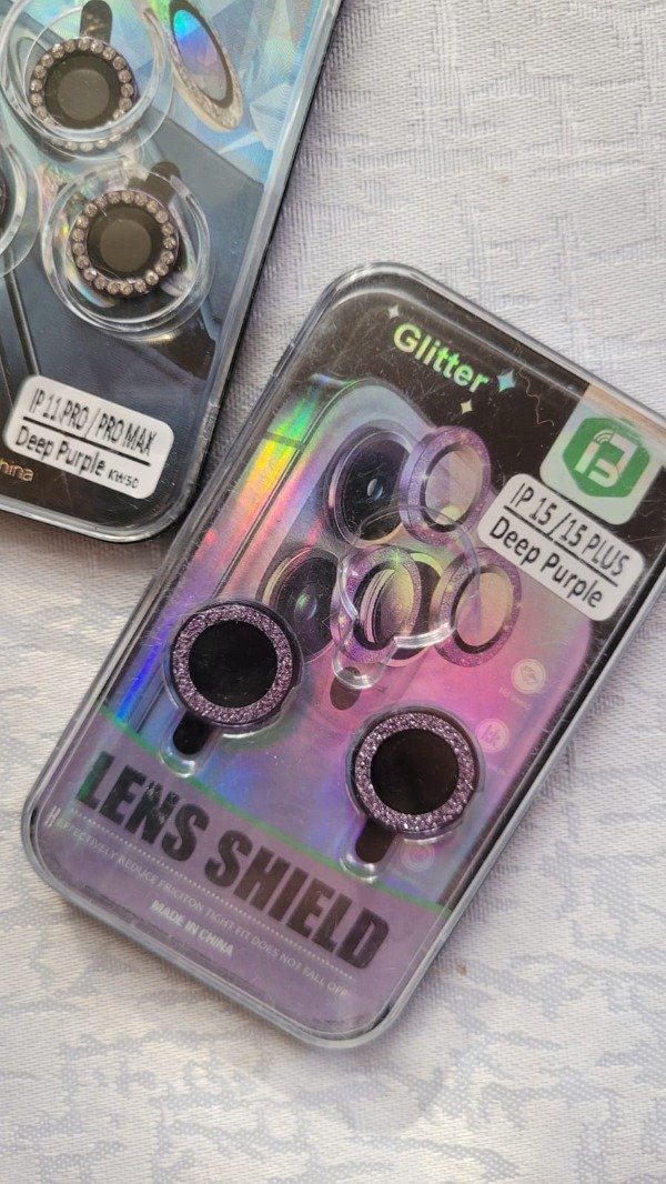 Producto - Iph 15 y iph 15 plus protector de camara brillo violeta