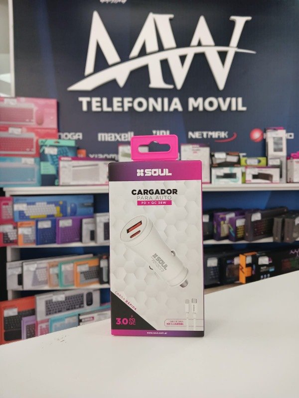 Producto - Cargador de Auto PD+QC 38W Type C a Lightning Soul CA-DPD38WL