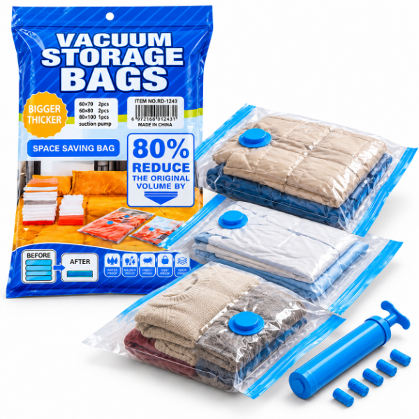 Producto - SET DE 5 BOLSAS AL VACIO: 2 50X70 CM, 2 60X80 CM Y 1 80X100 CM + BOMBA