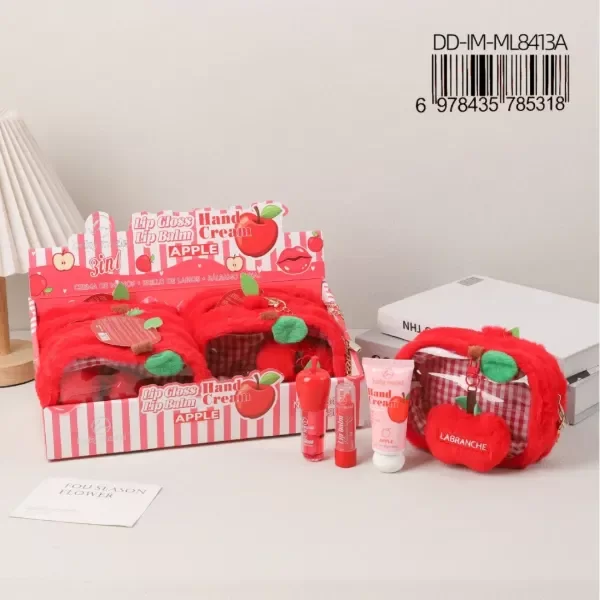 Producto - SET DE CREMA DE MANOS BRILLO Y BALSAMO 3EN1 SABOR MANZANA