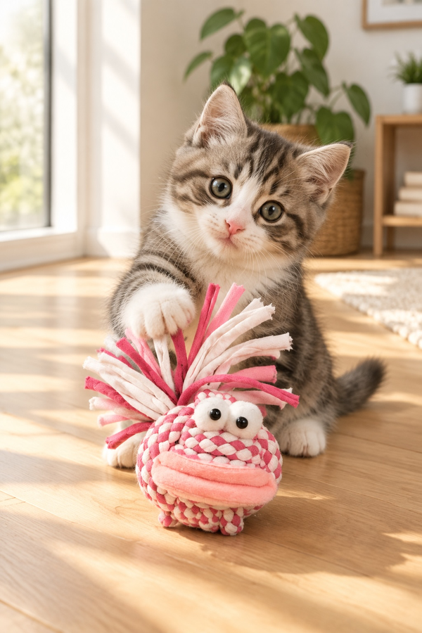 Producto - PELOTA DE TELA CON CARA Y FLECOS 10cm