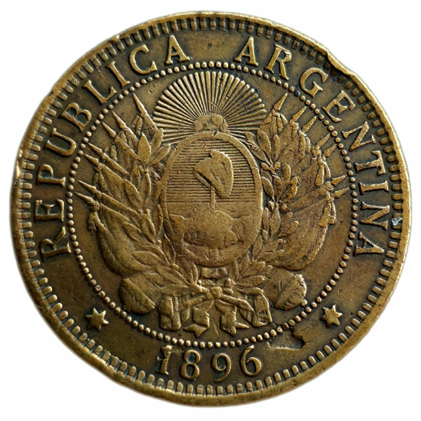 Producto - Argentina 2 Centavos 1896 CJ#37.2 (9 caído)/Km#33 (596.000) VF