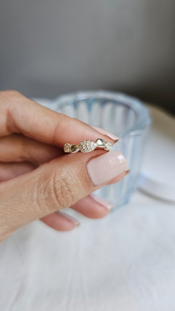 Producto - Anillo gota micropave y lisas 16mm. Plata