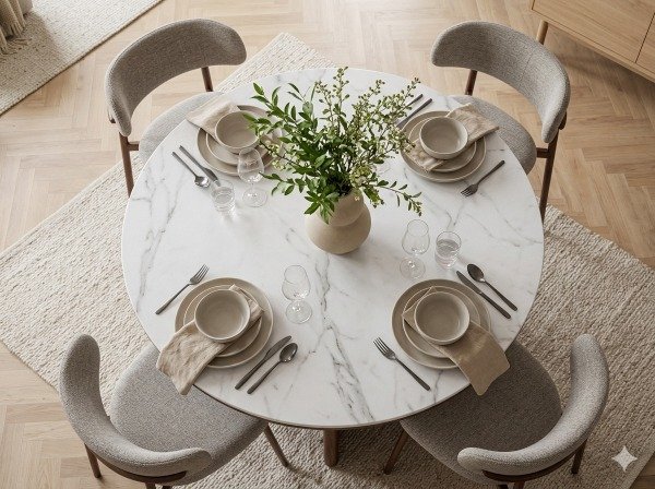 Producto - MESA CIRCULAR MADERA TAPA NEOLITH 120CM PIEDRA SINTERIZADA - 1