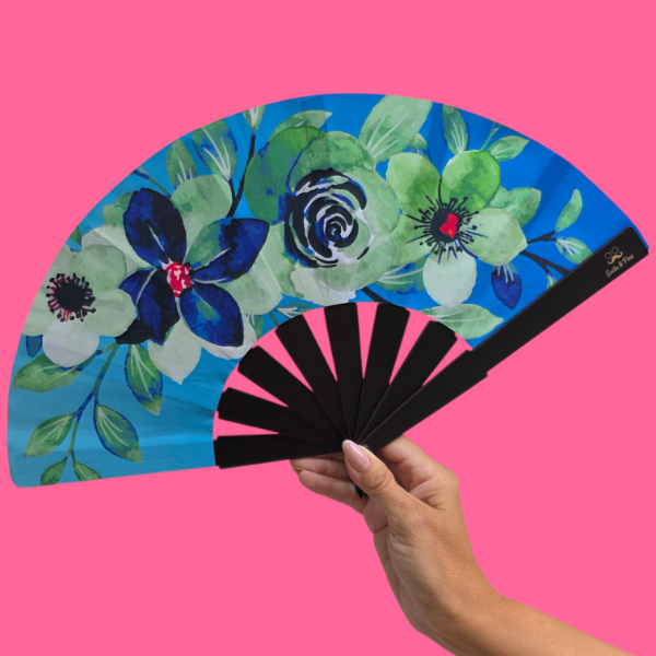 Producto - Abanico "Flores Azules" -CON ACCESORIOS-