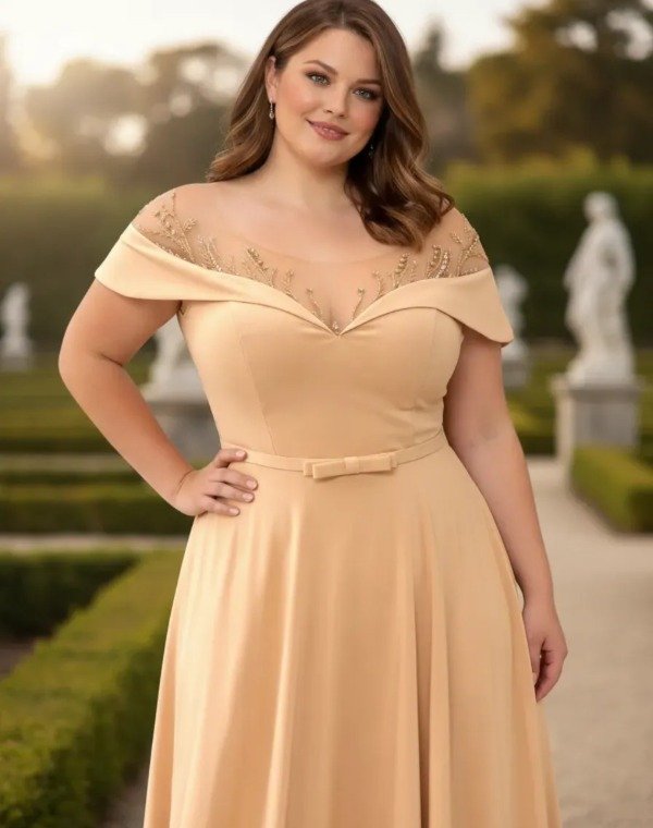 Producto - Vestido largo con pedrería Talle grande - 1