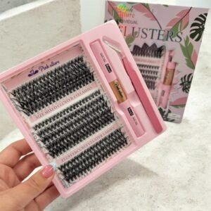 Producto - C-2852 PESTAÑAS EN GRUPO + PEGAMENTO + SELLADOR CON PINZA PINK ALLURE 40PZS. /12