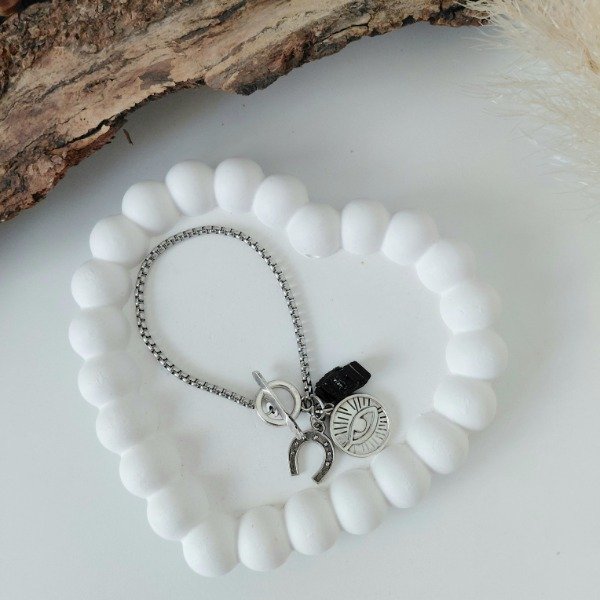 Producto - Pulsera Turmalina Negra y dije ojito