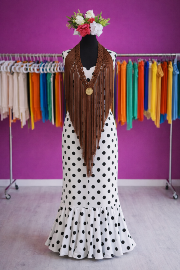 Producto - Tira De Flecos Para Escote Recta 100 Cm Bronce