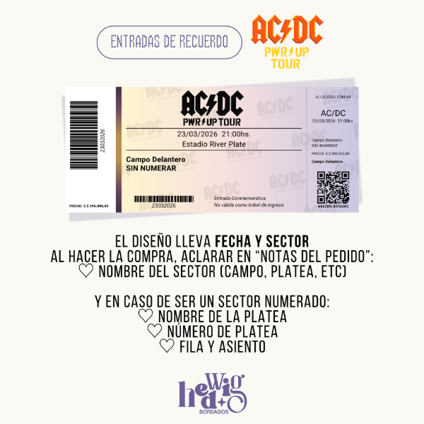 Producto - Entradas de recuerdo 14x6 SIMIL REALES - AC/DC Pwr Up Tour