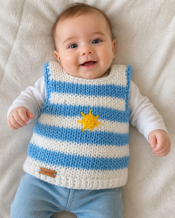 Producto - Chaleco celeste y blanco con sol 0-3 meses