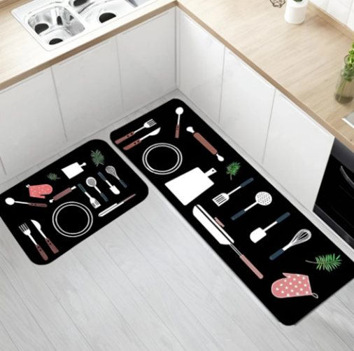 Producto - Set X2 Alfombras Antideslizantes Goma medida Grande y Chica Diseño Cocina