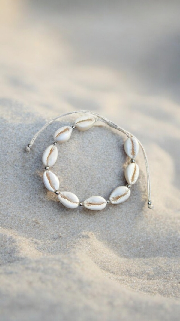 Producto - Tobillera Buzios acero blanco