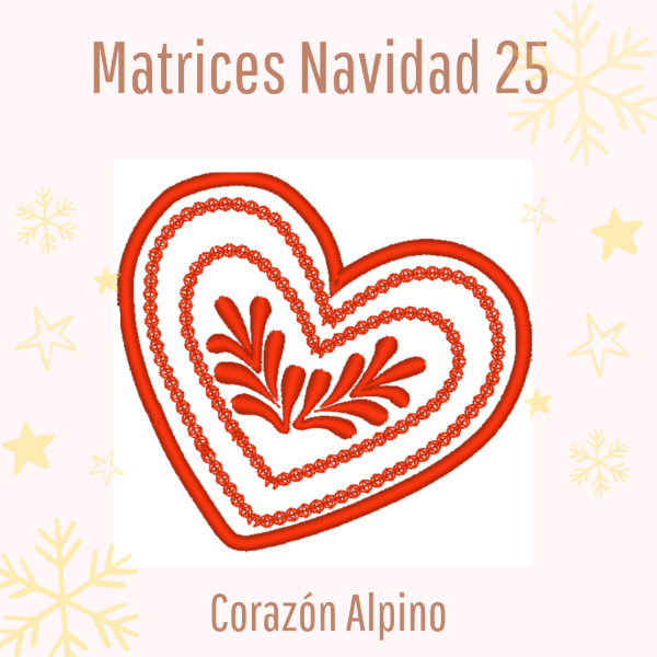 Producto - Matriz de Bordado - "Corazón Alpino" - Adorno Navidad 2025 - Estilo ITH
