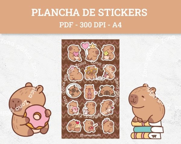 Producto - Plancha de Stickers Capibara