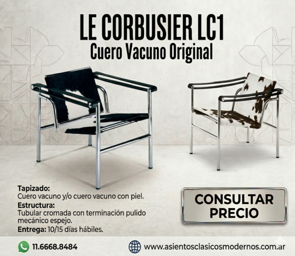 Producto - Silla Sillón LC1 Sling Chair, Tapizado Cuero Vacuno Original!!