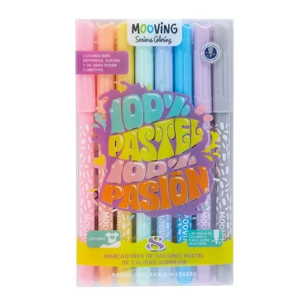 Producto - MOOVING FIBRAS PASTEL X8