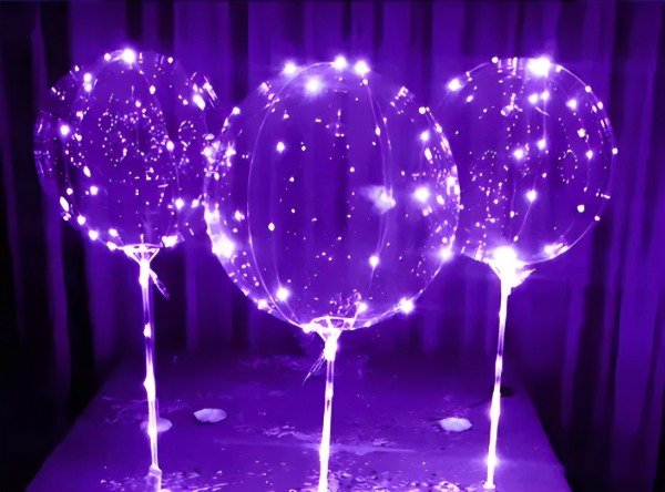 Producto - Globos Burbuja Completo LED VIOLETA x 10