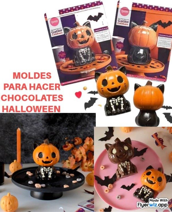 Producto - Molde para chocolates calabaza con gatito miedo importado