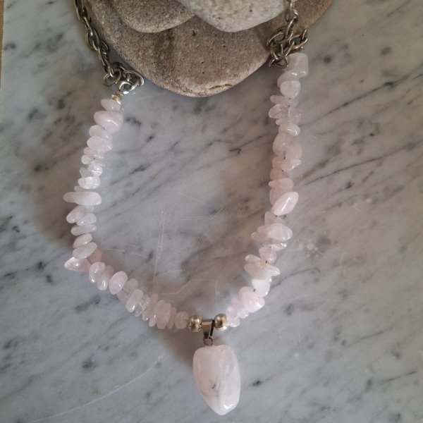 Producto - Collar Cuarzo Rosa (dije y escallas)