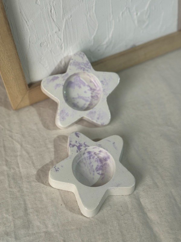 Producto - Velas mini estrellas  blanco y lila - 30 disponibles - 1
