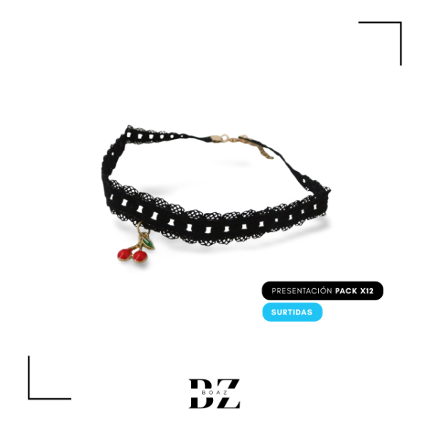Producto - CHOCKER NEGRO CON DIJE CEREZA X 12 PCS EN CARD - 2019-6