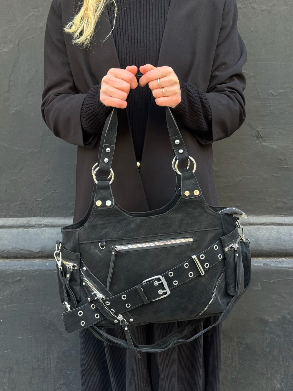 Producto - Cartera Florian cuero P.U Negra - 1