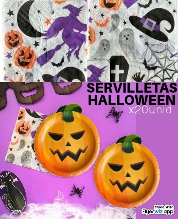 Producto - Servilletas bruja y calabaza ataúd horror x 20 un