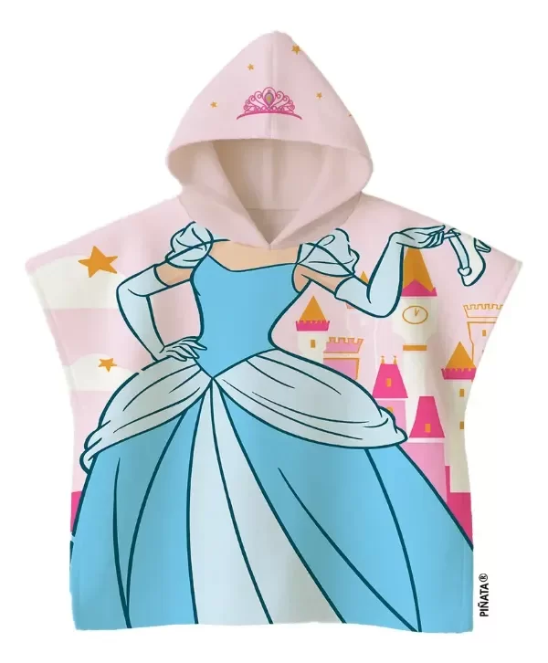 Producto - Poncho De Toalla Toallon Con Capucha Disney Piñata Diseño Princesas