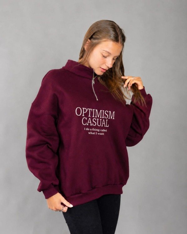 Producto - BUzo Medio Cierre "Optimism" Bordo