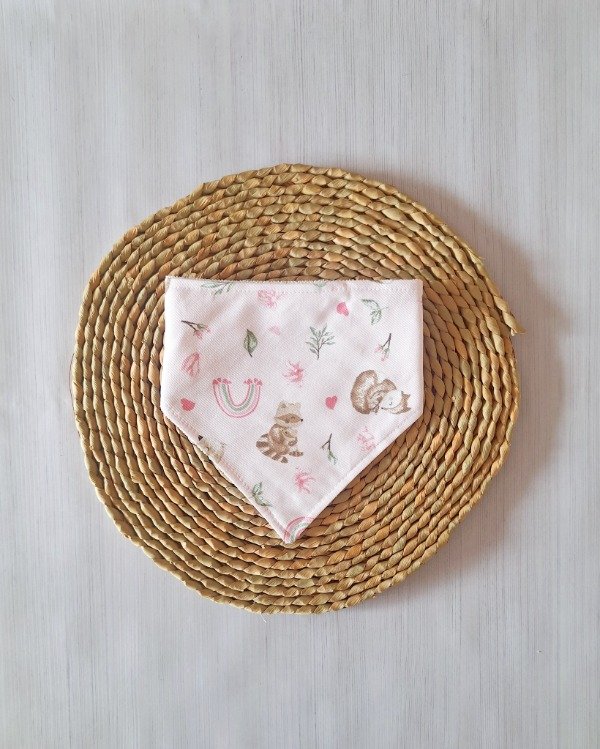 Producto - Babero Bandana c/ Toalla atrás Zorrito Rosa