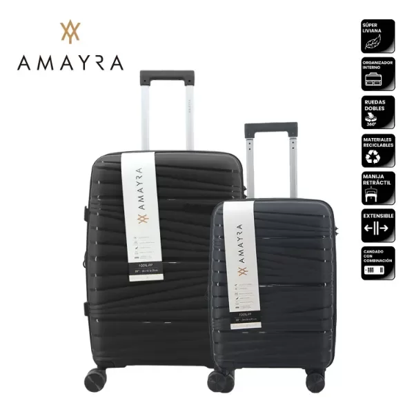 Producto - SET DE VALIJAS 20" 24" PP NEGRO AMAYRA 67.8013N
