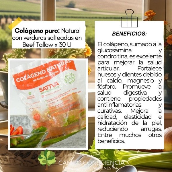 Producto - Colágeno Natural con verduras salteadas x 30 U - A base de caldo de huesos - 1