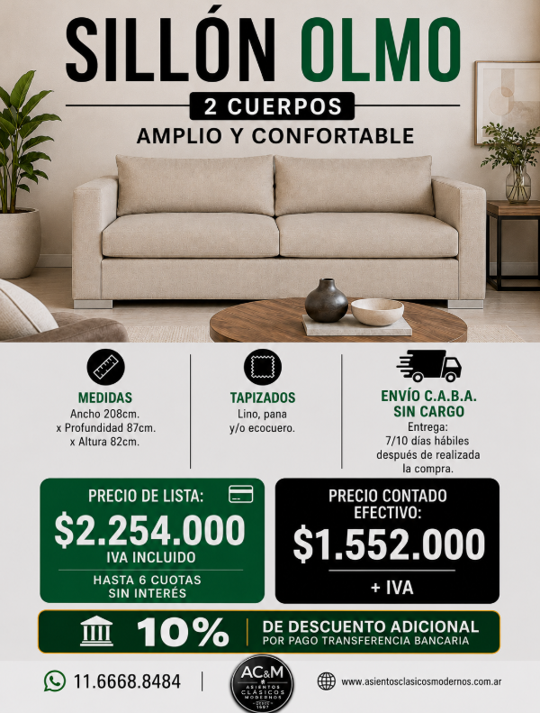 Producto - HOGAR SILLÓN OLMO Patas Cromadas, Tapiz Lino/Pana/Ecocuero!!