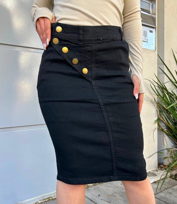 Juanita pollera de jeans elastizada negra