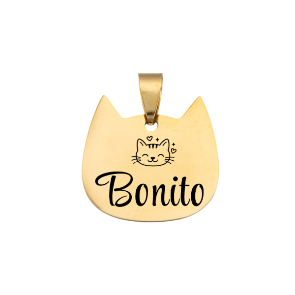 Producto - Chapita Personalizable Gato Dorado - Gatito con corazones - 0