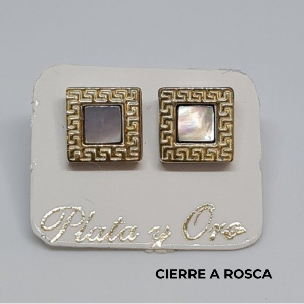 Producto - Aros cuadrados nácar Plata Y Oro AM90 Mini