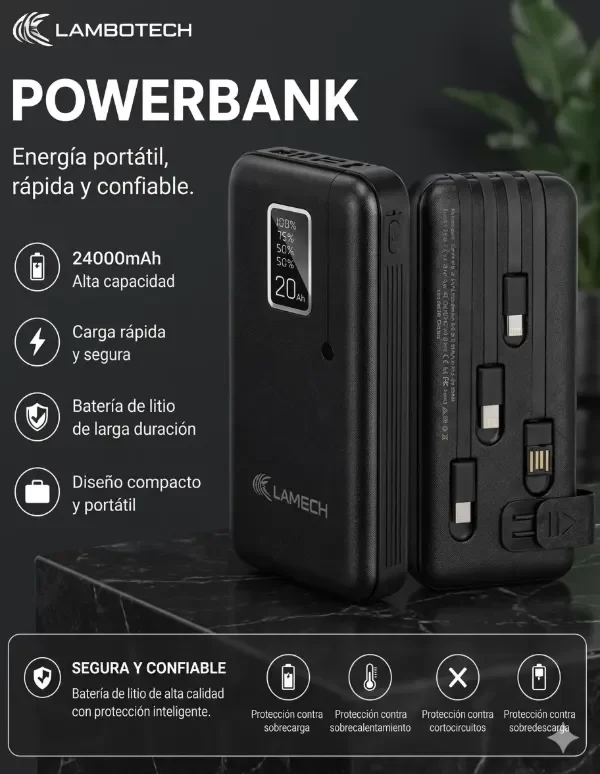 Producto - Cargador Portátil Power Bank Lambo Tech 24000mah Negro