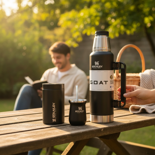 Producto - SET MATERO SIMIL STANLEY GOAT TERMO 1.2L MATE 180ML YERBERA 750ML 12HS CALIENTE