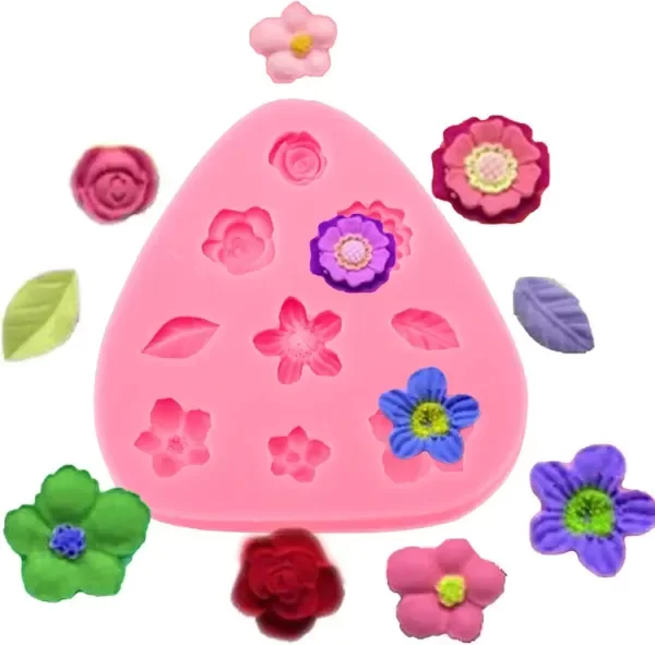 Producto - Molde silicona 7 florcitas más hojas - 3