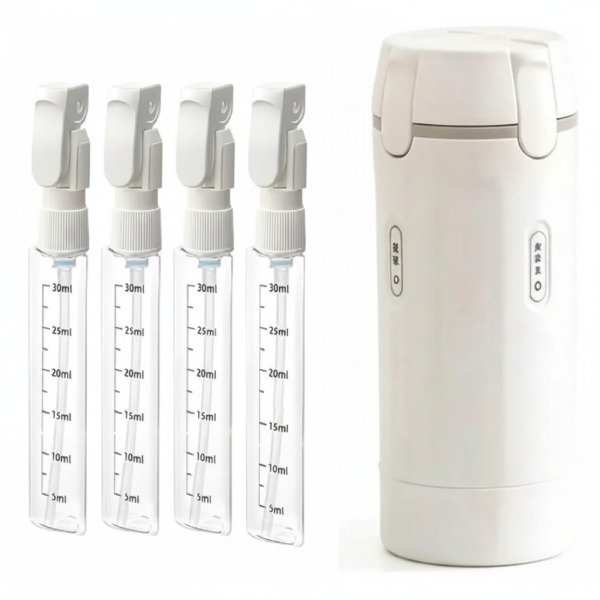 Producto - ENVASE DISPENSER DE CHAMPU CREMAS PARA VIAJE 4 EN 1 RECARGABLE 120ML 17CM X 6CM - 4