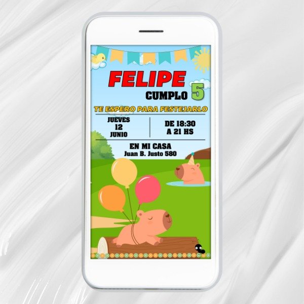 Producto - Invitación Digital Para Personalizar Capibara