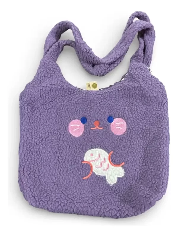 Producto - Bolso Totebag Gatito peluche Morado + Regalos - 0