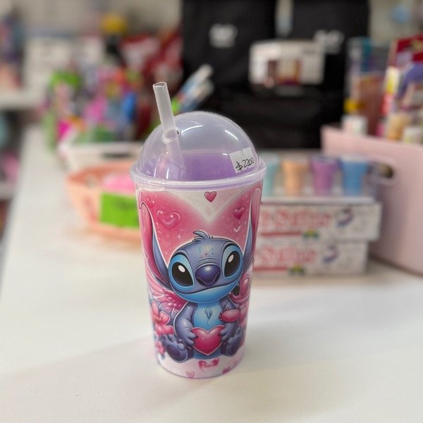 Producto - Vaso 500cc con tapa domo y sorbete Stitch 6926