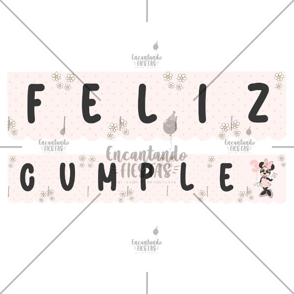 Producto - Banderin Feliz Cumple Minnie Mouse Personaje Guirnalda