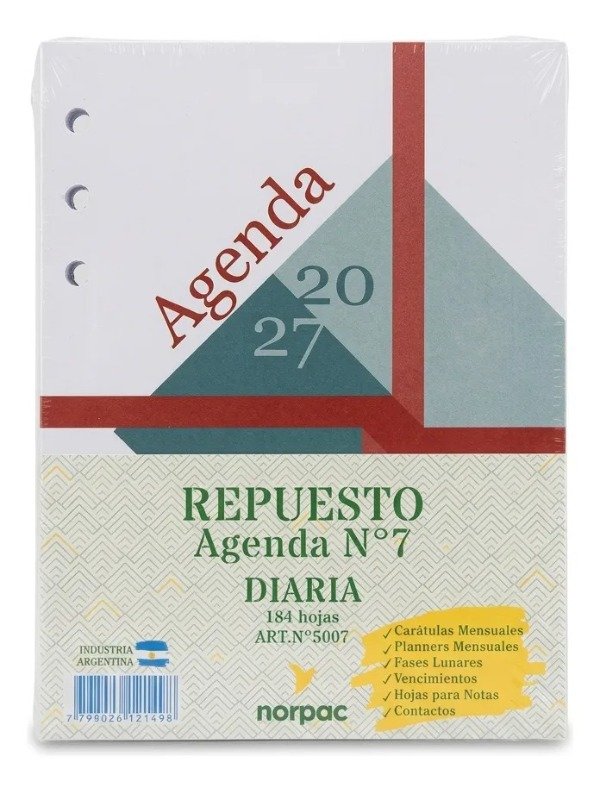 Producto - Repuesto Agenda N7 Diario 5007 - 0