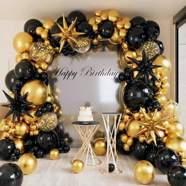 Producto - Set Arco de Globos Premium Dorado y Negro